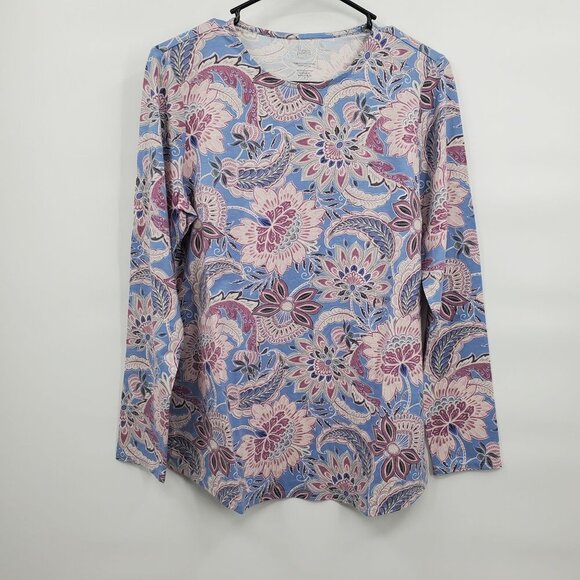 Pure Jill Long Sleeve Shirttail Tee Women Size Small NWT Pima Cotton Crew Neck - Picture 3 of 14